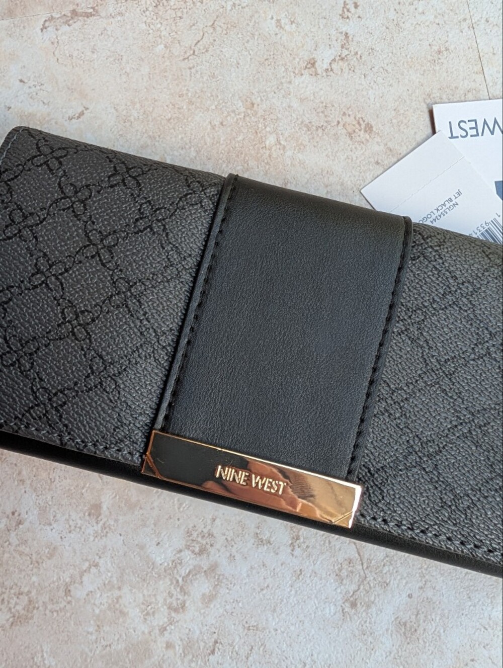 Nine West Black Textured Continental Wallet with Gold Accent - Picture 9 of 9
